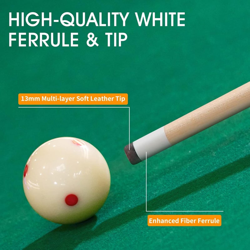 HMQQ Pool Cue Sticks – 42"/48"/58" Billiard Cues with 13mm Leather Tip – 17oz/18oz Standard or 20oz Heavy – Set of 2 or 4 – Durable 2-Piece Pool Sticks for Beginners, Adults, Home & Bar - Image 5